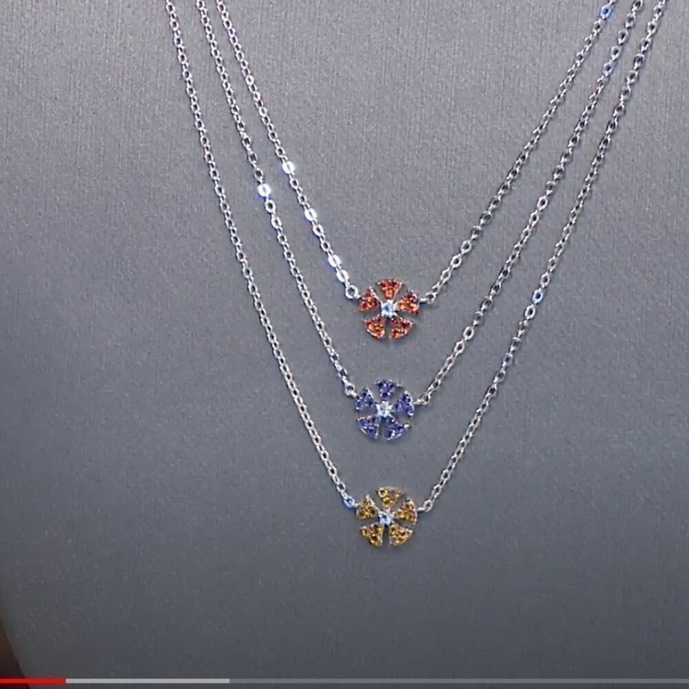 HSN Colleen Lopez 0.40ctw Multigem Flower Layered Sterling Silver 18" Necklace - Picture 3 of 9